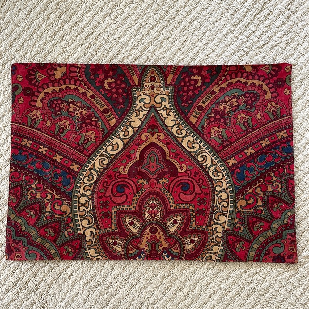 Pottery Barn Mira Paisley Placemat Red